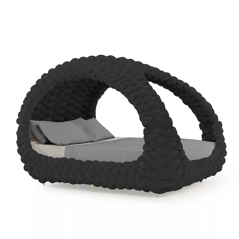 Dolce Velvet Canopy Bed, Black, King