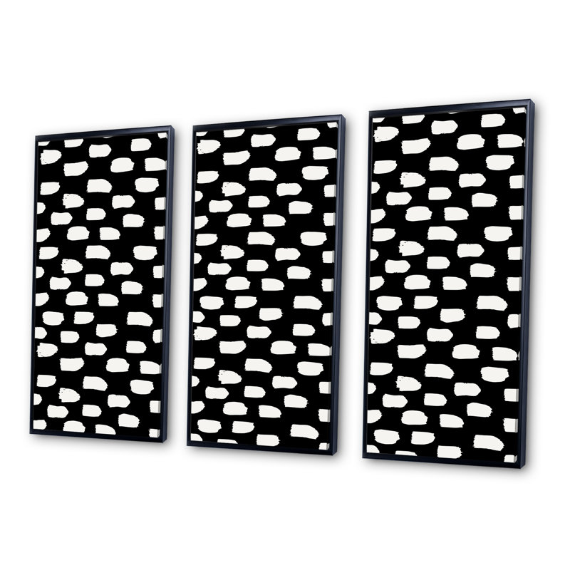 Ensemble de 3 reproductions d'art sur toile encadrées blanches, Cadre noir, H 28 po x l 36 po x P 1 po