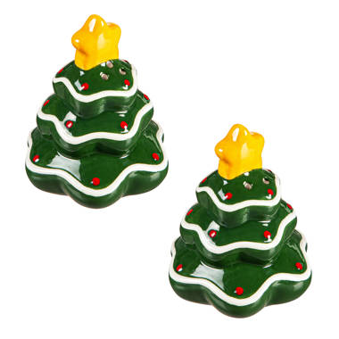 3.75 Nostalgic Ceramic Tree Salt & Pepper Shakers - Green