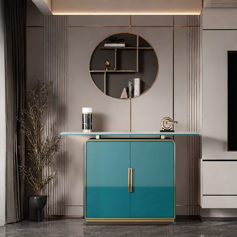 Armoire d'entrée italienne, H 35,4 po x l 47,2 po x P 13,8 po, Vert