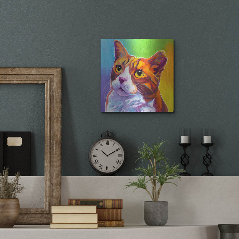«Cat - Ernie» par Dawg Painter, art mural en métal, H 12 po x l 12 po