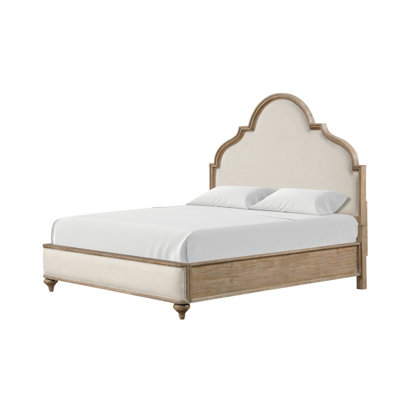 Lit rustique classique - Bois massif, pieds uniques, design traditionnel rembourré pour chambres élégantes