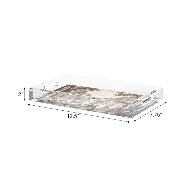 Dimanche a Paris Acrylic Rectangle Decorative Tray, 12.5"W x 7.75"D x 2"H