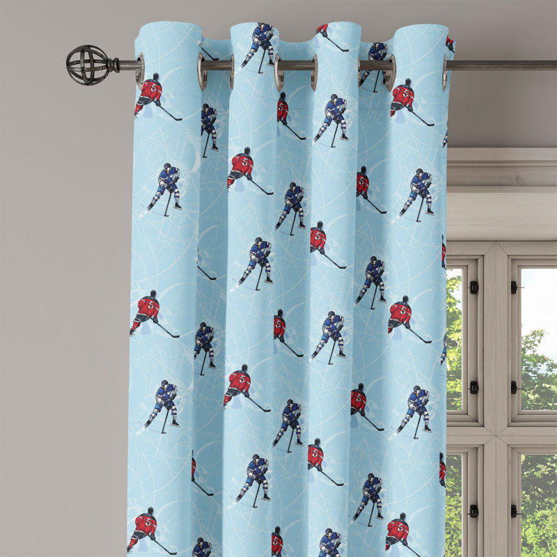 Rideau à œillets 2 panneaux East Urban Home Sport, 50 po x 120 po, bleu rouge noir, L 50 po x L 108 po