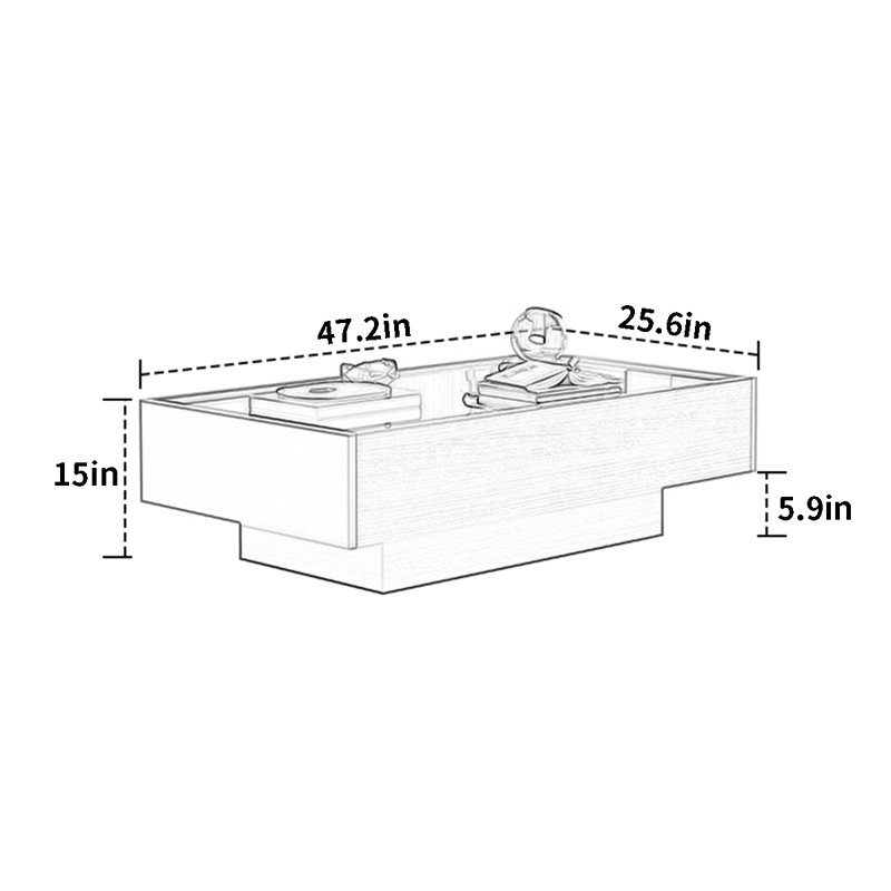Table basse simple, Couleur fumée, H 15 po x l 47,2 po x P 25,6 po