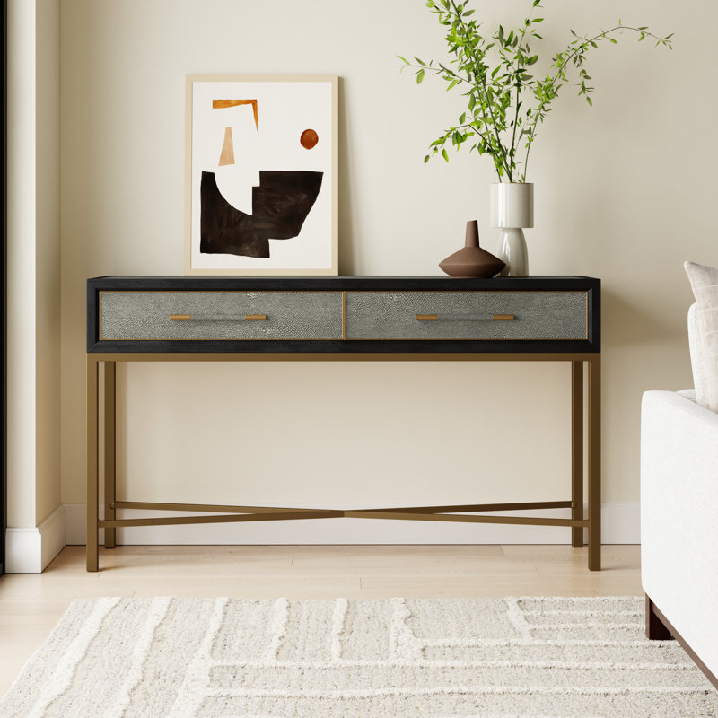 Meera 59" Console Table, Gold, Gray