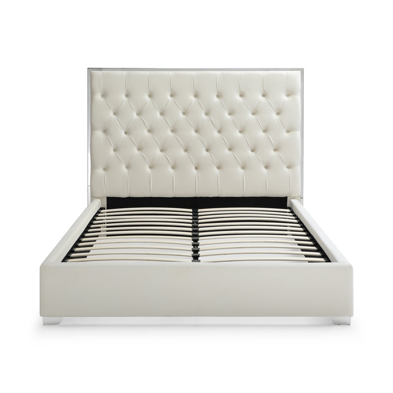 Lotman Velvet Upholstered With Silver Frame, Light Gray, King
