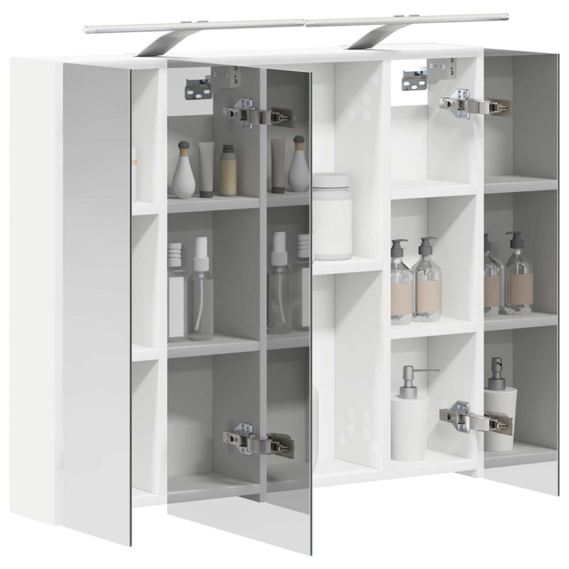 W H Wall Mounted Required Medicine Cabinet Mirror 2, 70cmH x 80cmW x 14.5cmD, White