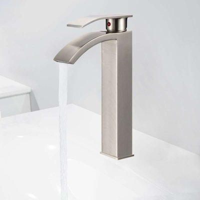 Genoa Single Hole Tall Sink Faucet by BathSelect – Brushed Nickel Finish, Solid Brass Build, Ceramic Cartridge​