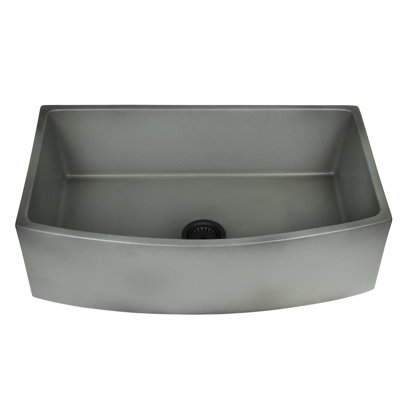 Nantucket Sinks' 33 Inch Farmhouse Fireclay Sink with Curved Apron