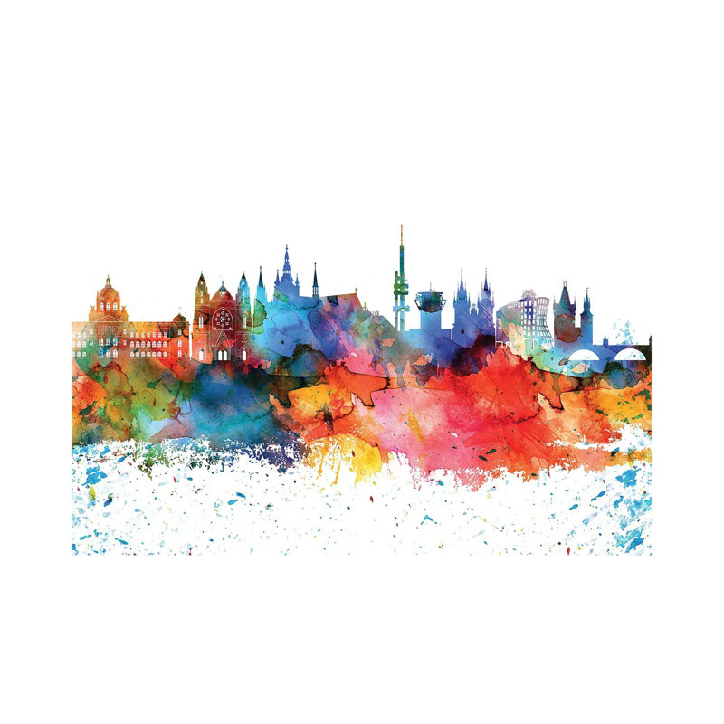 Prague Skyline by WallDecorAddict - Wrapped Canvas Painting, 20.32 cm H x 30.48 cm W