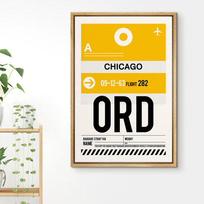 IRS04-IDEA4WALL Framed Canvas Print Wall Art Chicago Airport Poster Places Cityscape Typography Modern Art Mid Century Modern Colorful Ultra For Living Room, Bedroom, Office