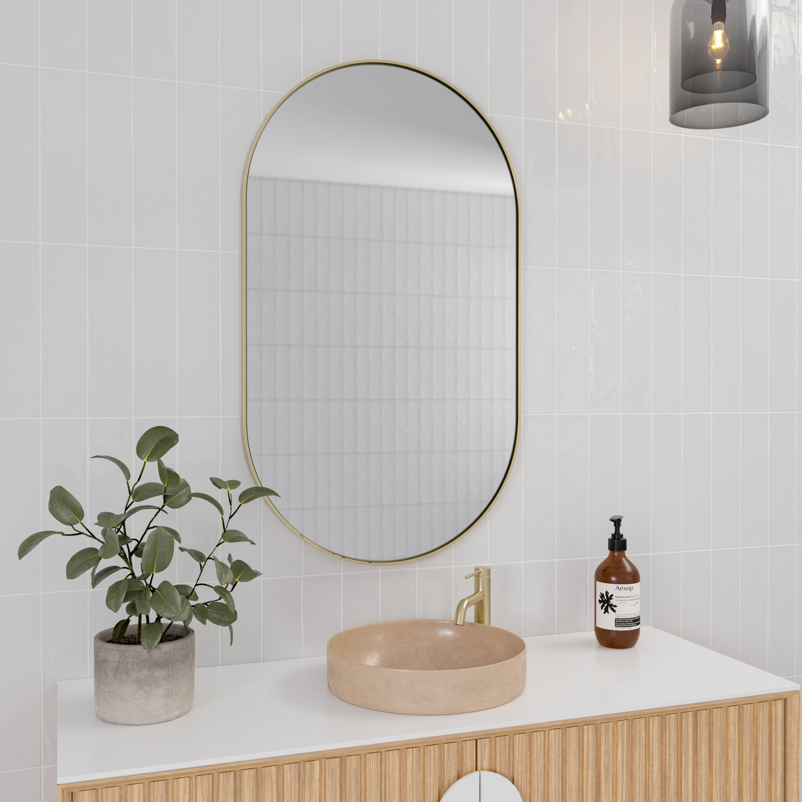 Nia Recessed Medicine Cabinet, Satin Brass