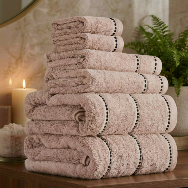 Lavish Home 6 Piece Bathroom Towels Set - 525GSM 100% Cotton Bathroom Essentials - 2 Bath Sheets, 2 Hand Towels, and 2 Wash Cloths for Bath, Shower, Gym, Spa, and Dorm Room (Taupe)