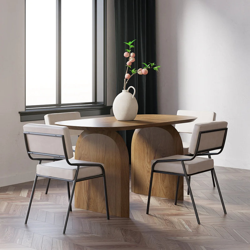 59.1 Inch Oval Dining Table for 4-6 People, Long Large Kitchen Table with Thick Sturdy Wooden Base, Farmhouse Dining Room Table for Kitchen, Living Room, Office