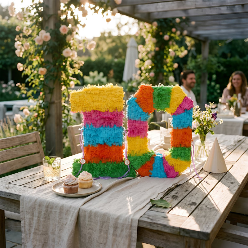 Fax Potato - Pinata Set with Stick & Blindfold - 10th Birthday / Anniversary - Rainbow