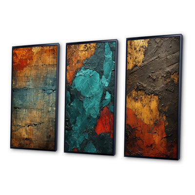 Passage Of Time Vintage Nutshell And Retro Blue - Transitional Art Set Of 3 Pieces