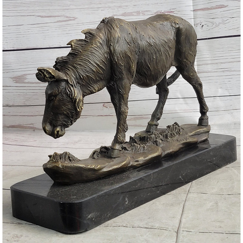Donkey Mule Bronze Statue Sculpture Handmade Art Figure by Barye on Marble Base