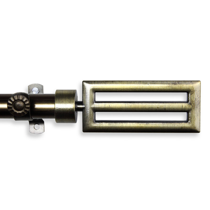Tringle à rideaux simple ajustable avec baie vitrée 0,81 po Iovu, Laiton antique, 28 po à 48 po (chaque côté)
