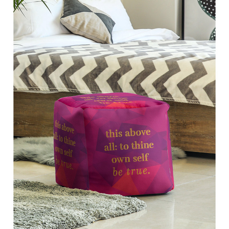 Upholstered Ottoman, Rubellite/Gold