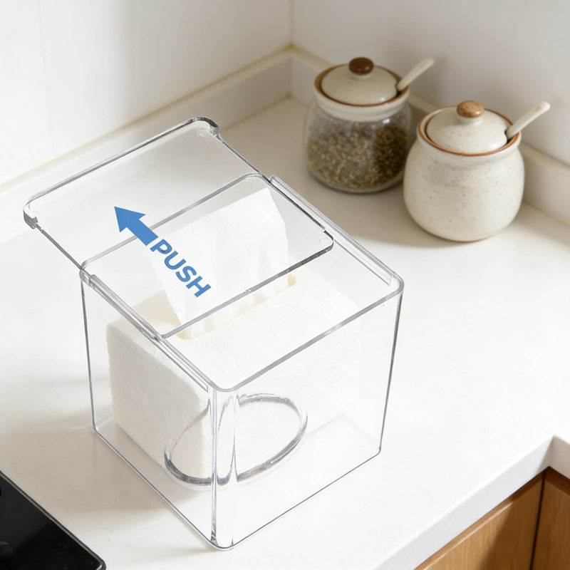 Boîte de mouchoirs en acrylique, paquet de 4, porte-mouchoirs carré transparent et distributeur de serviettes pour salle de bain, chambre à coucher, cuisine, bureau et voiture