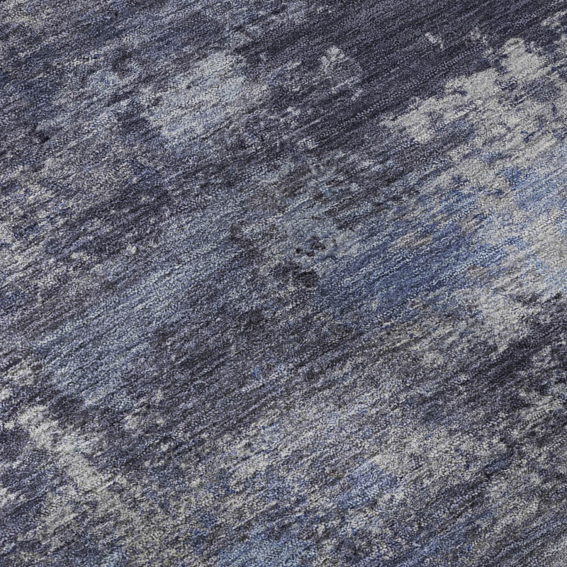 Tapis abstrait lavable à la machine de qualité supérieure Mayfield AMF2370, Bleu, Rond 8 pi