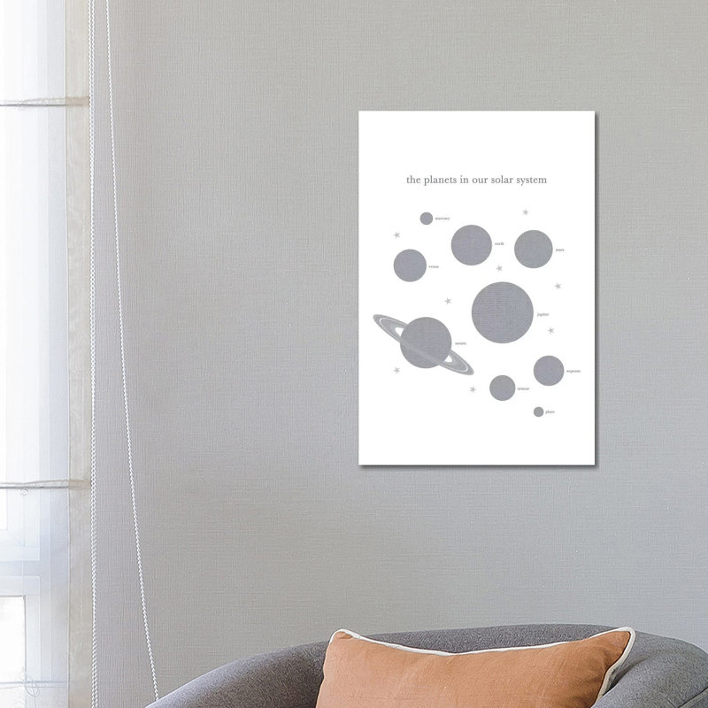 Planets In Solar System by Leah Straatsma - Wrapped Canvas Gallery-Wrapped Canvas Giclée, 20.32 cm H x 30.48 cm W