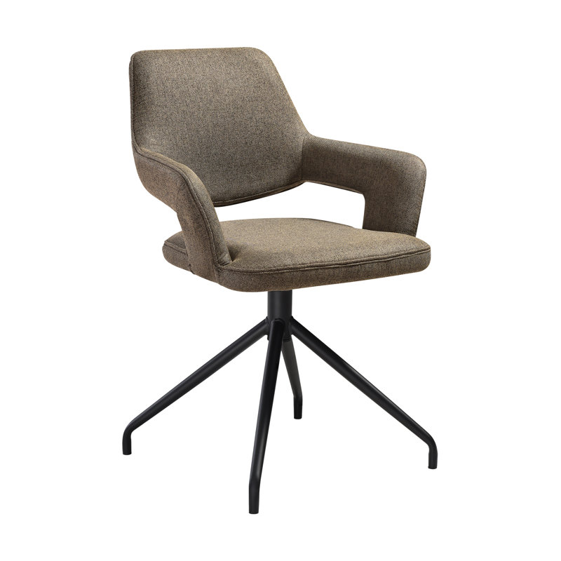 Catrease 5 Piece Modern Pedestal Dining Set with Stone Top and Upholstered Swivel Chairs, Coffee