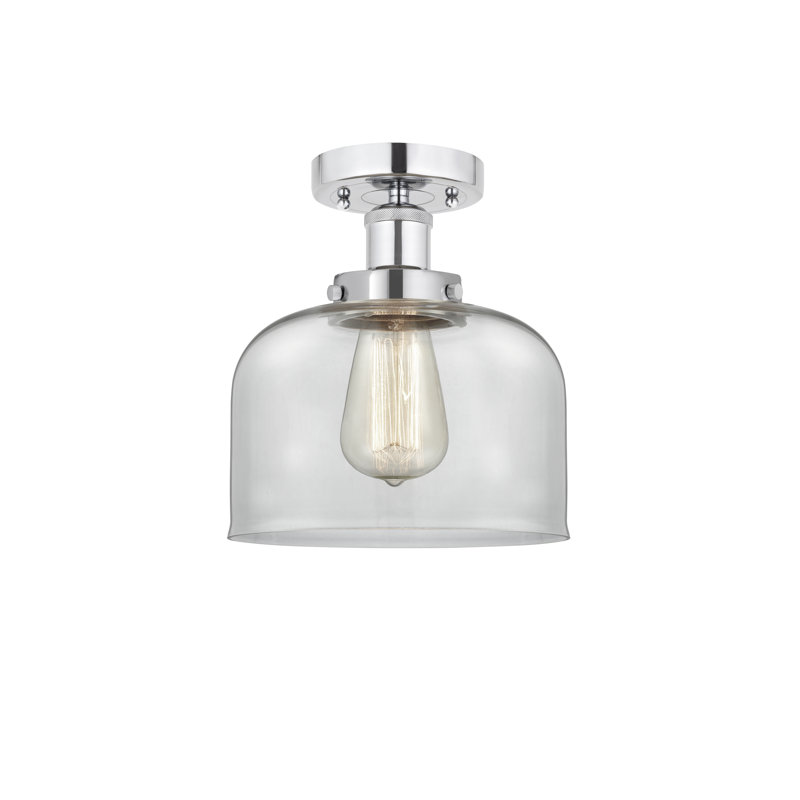 Plafonnier semi-encastré en verre Coppell, Transparent, Chrome poli