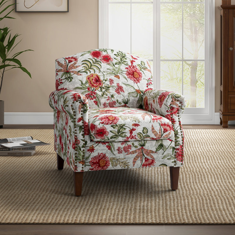 Mooresville 31''W Traditional Armchair With Nailhead Trims, Red Polyester
