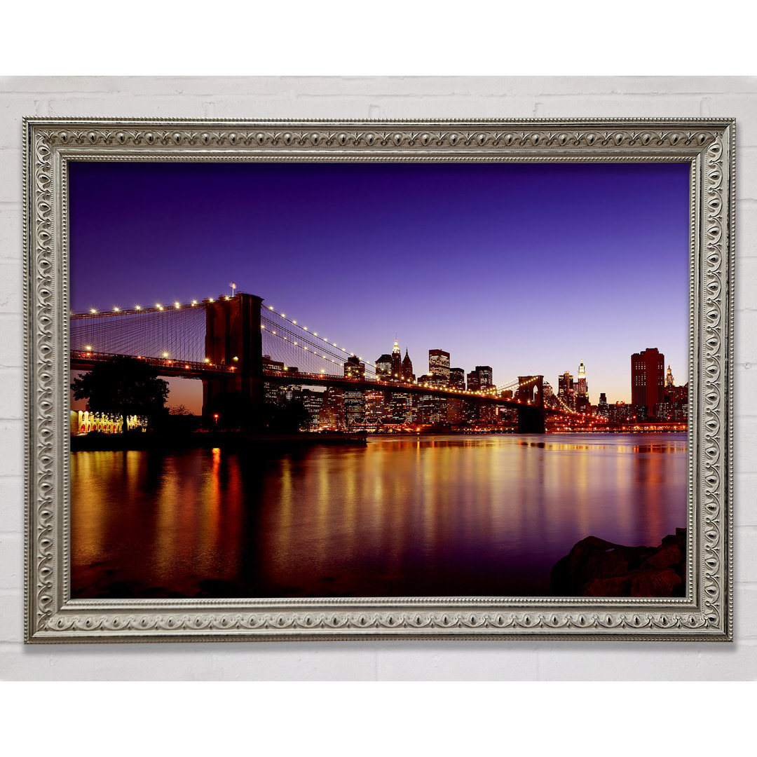 New York City Reflections Of Brooklyn Bridge - Einzelne Bilderrahmen Kunstdrucke