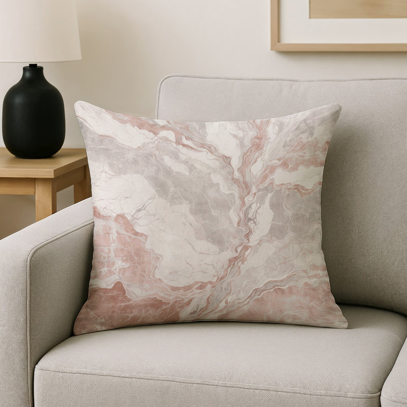 Coussin décoratif intérieur / extérieur gris Modern Modern, Carré 16 po, Gris / beige / brun abstrait 8