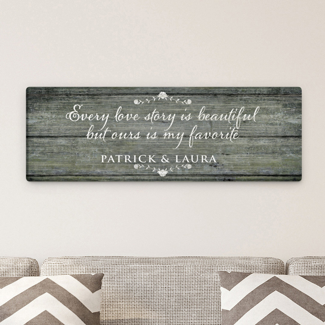 Favorite Love Story Canvas Print With Custom Personalization | Great Wedding, Anniversary Or Housewarming Gift | Wall Art Decoration For Kitchen, Hallway Or Family Room | Ready To Hang | Rectangle Trinx