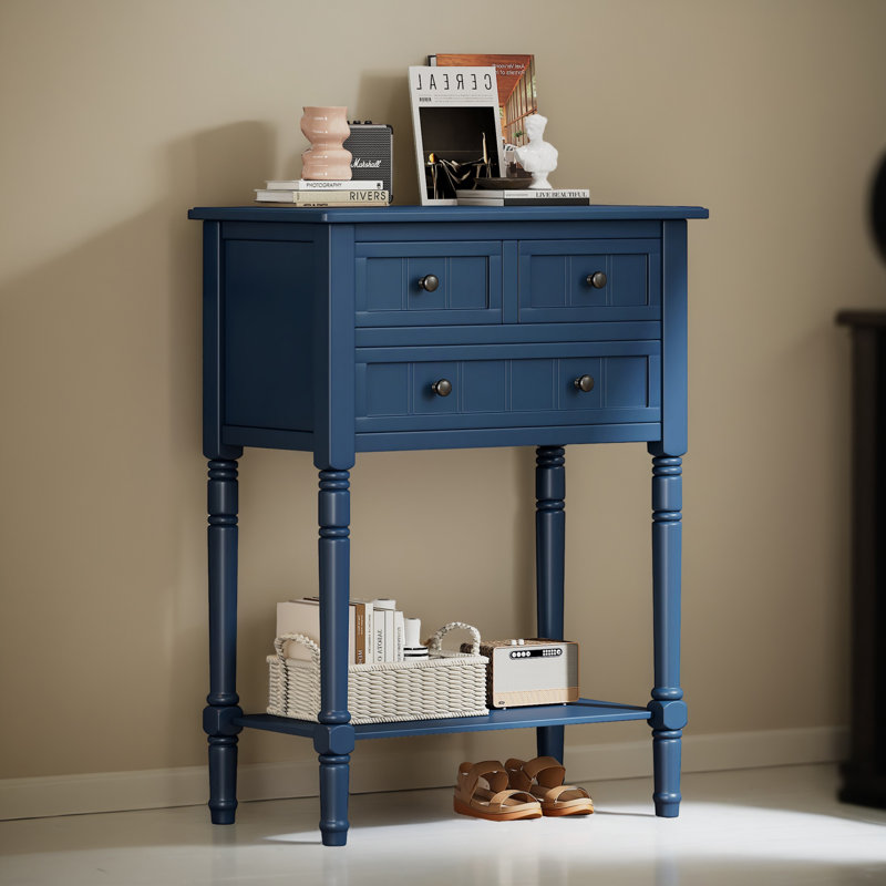 24" Narrow Console Table Entryway Side Table for Hallway Living Room, Navy Blue