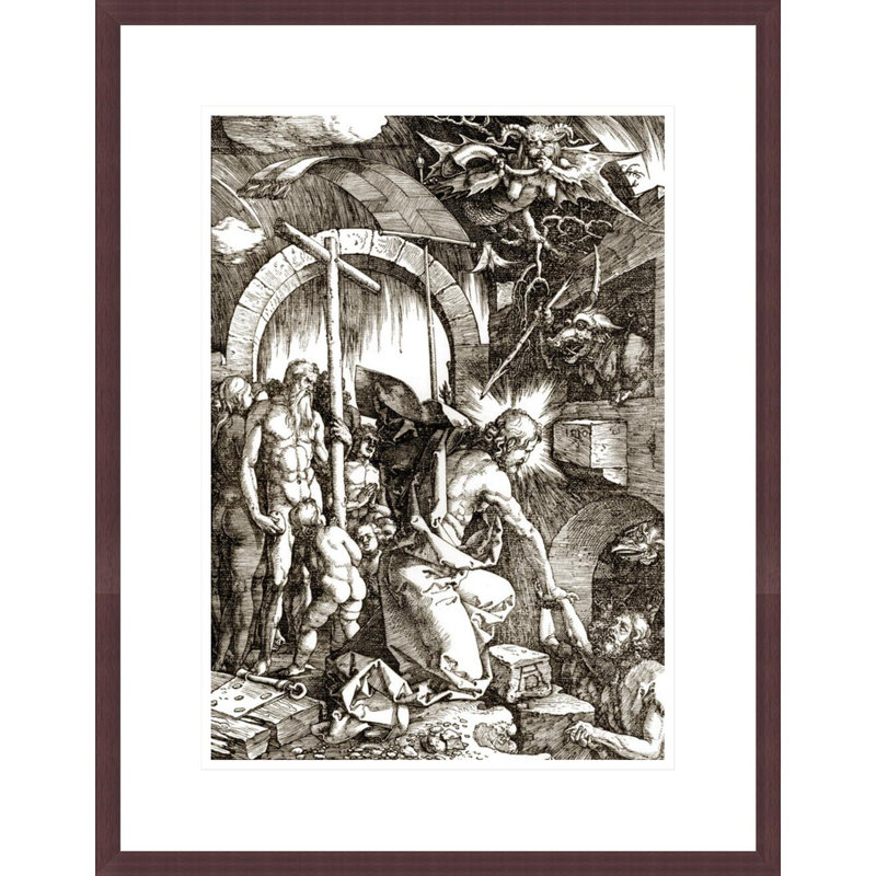 «The Harrowing of Hell From The Large Passion» par Albrecht Dürer, impression giclée encadrée, H 21,75 po x l 17 po