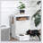 White Pet Feeder Station Storage Cabinet with Raised Bowls