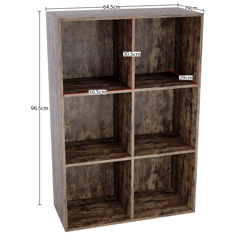 Clemow 96.5cm H x 64.5cm W Bookcase, Dark Wood/Grey