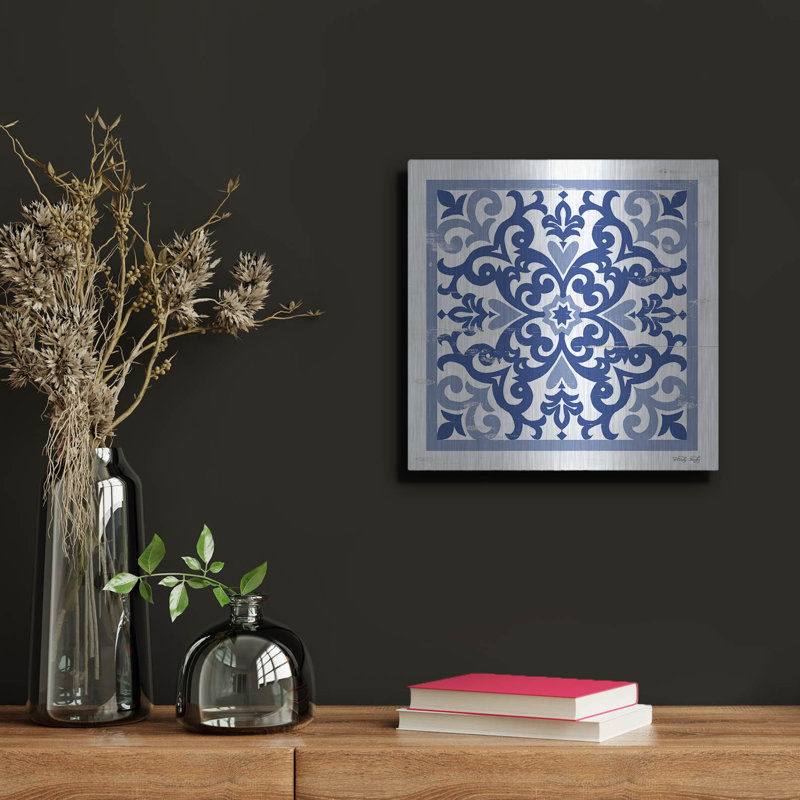 «Blue Tile VI» par Cindy Jacobs, H 12 po x l 12 po