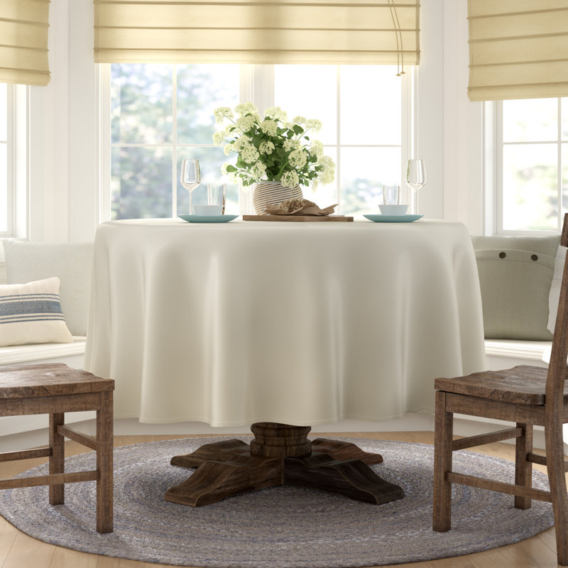 Hannaha Round Tablecloth, Ivory, 90" L x 90" W