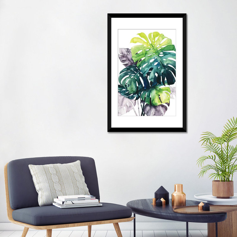 «Twilight Palms IV», impression sur toile, H 24 po x l 16 po x P 1 po, Papier d'art encadré noir, Blanc