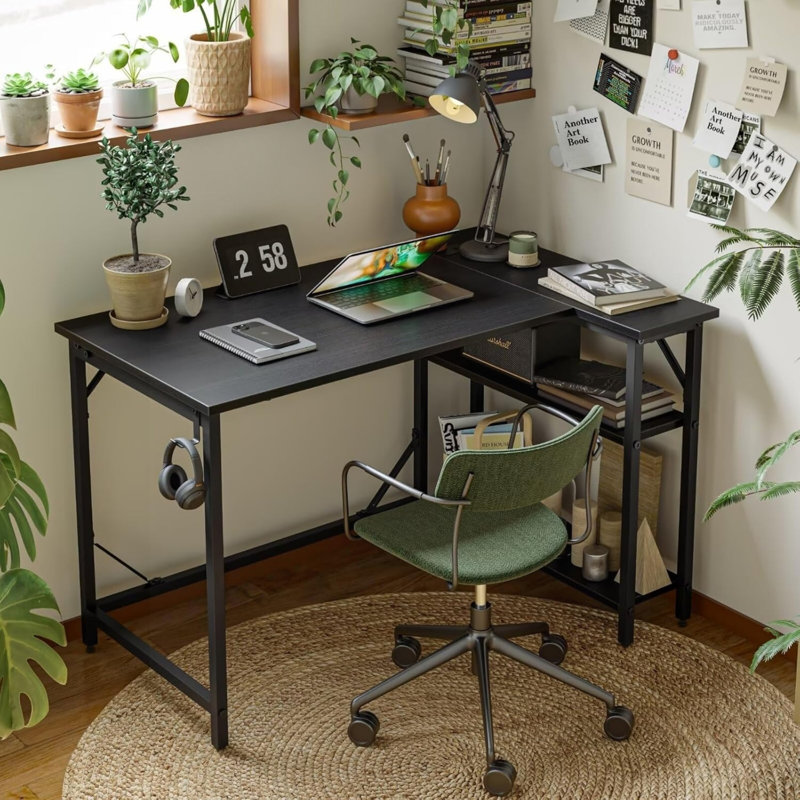MDF Steel Computer Desk, Black