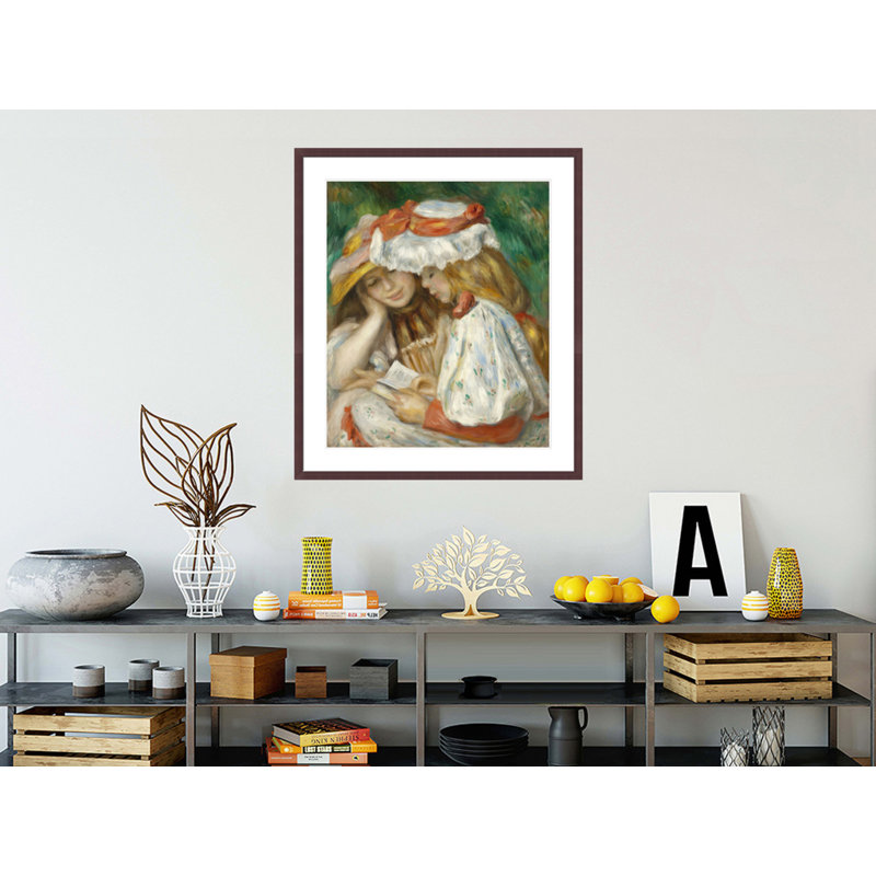 Deux filles lisant par Pierre-Auguste Renoir, impression giclée sur cadre, H 38,63 po x l 33,5 po