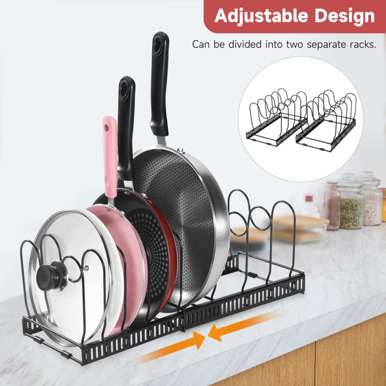 Lilliyn Expandable Pot and Pan Organizers Rack Adjustable Pot Lid Organizer for Kitchen Storage Rebrilliant