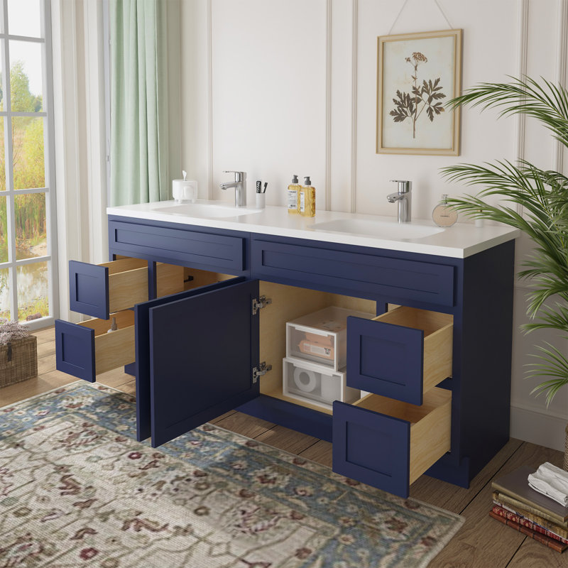 Base de meuble-lavabo double 72 po 72 po, Bleu