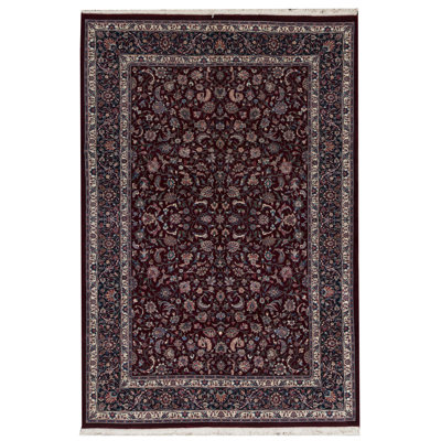 Shah Wool Oriental Area Rug in Dark Red/Black