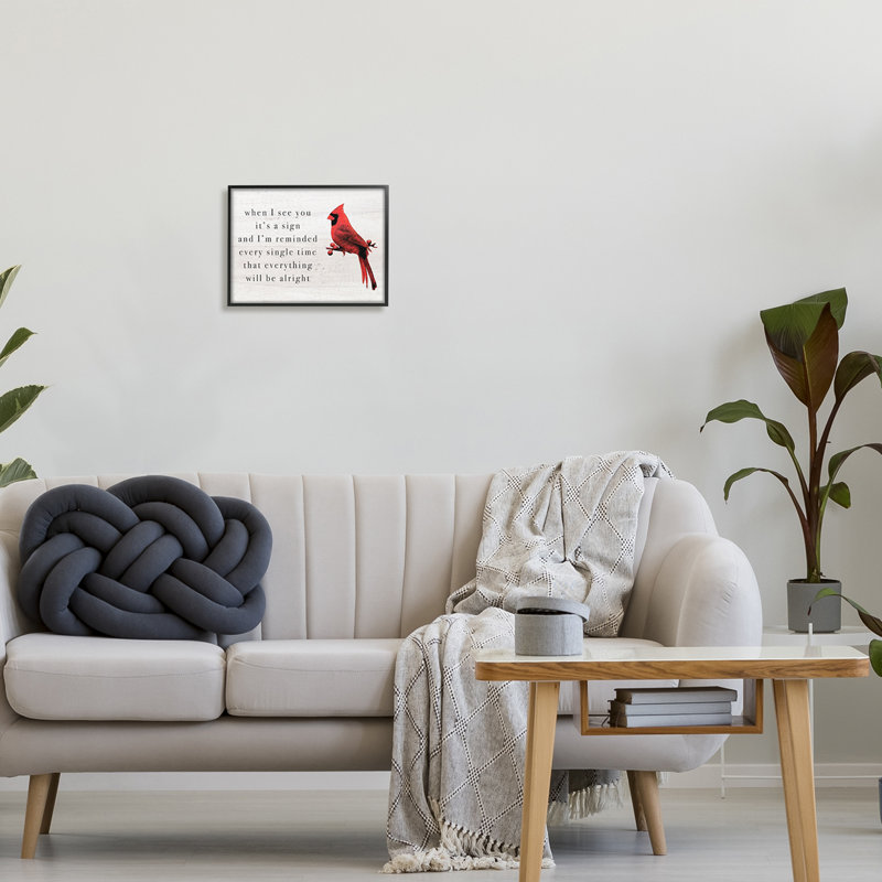 «When I See You Cardinal Expression encadrée sur bois» par Lil 'Rue, impression, Giclée encadrée noir minuit