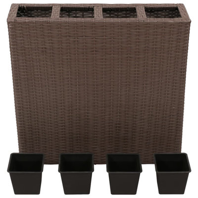 Planter Patio Outdoor Flower Box with Removable Inner Pots Poly Rattan