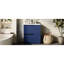 Meuble-lavabo bleu autoportant de 76 cm avec tiroirs extensibles, trous prépercés pour robinetterie de 20 cm et structure étanche, lavabo en céramique, surface