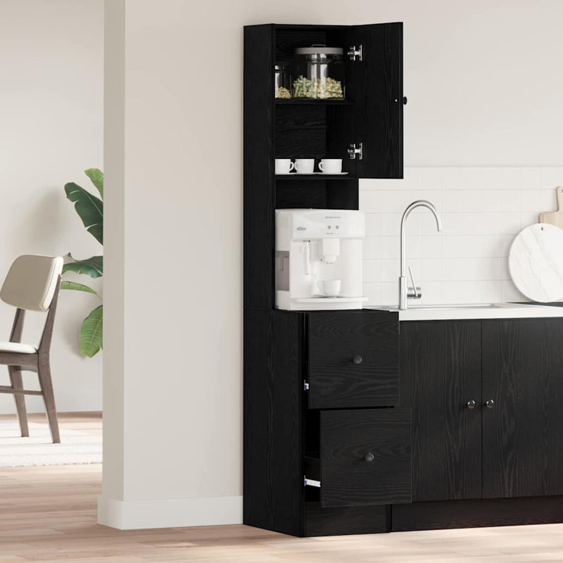 Kitchen Cabinet Set, Black Oak