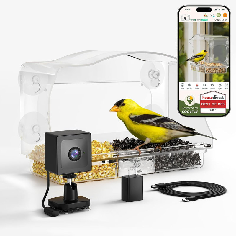  X Freeseason Smart Window Bird Feeder With 2K HD Camera – Modern Flat Top, Flat Top